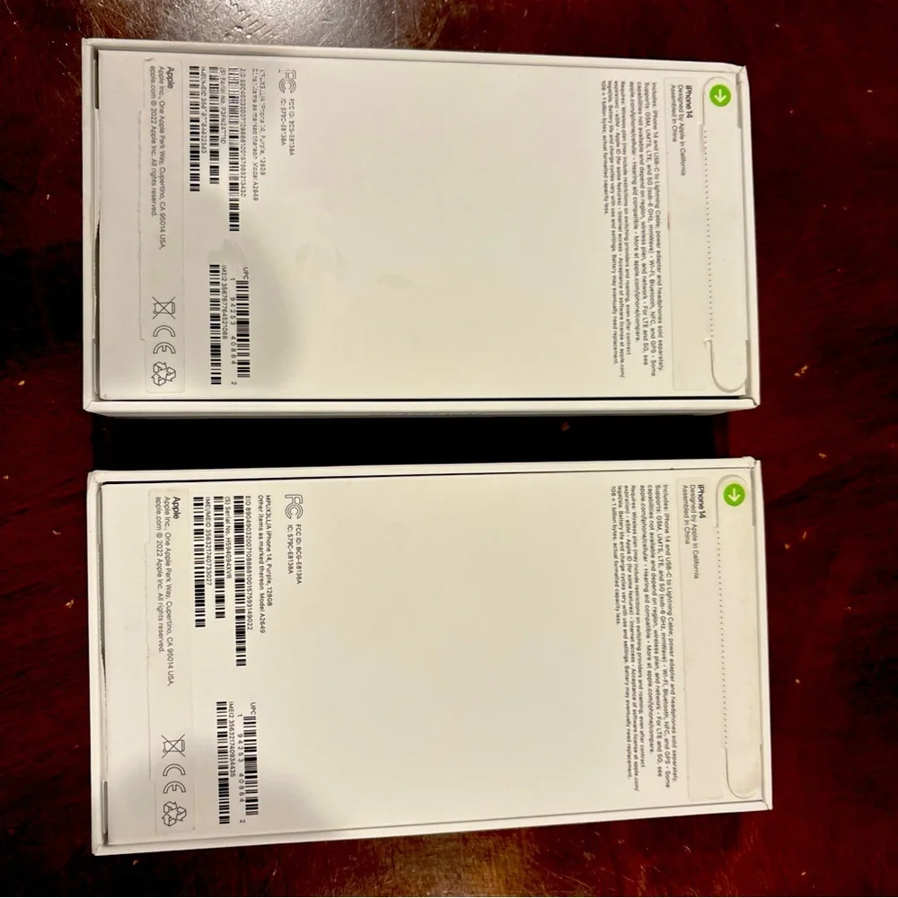 Lot of 2 Original Box for Apple iPhone 14 - Space Pink